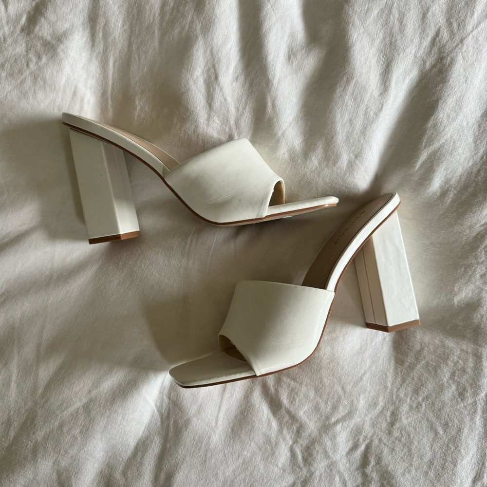 White Bamboo Block Heels